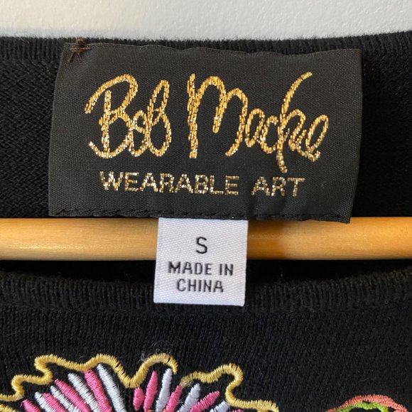 Bob Mackie Wearable Art long sleeve shirt embroidered flowers bright colors S - Picture 5 of 8